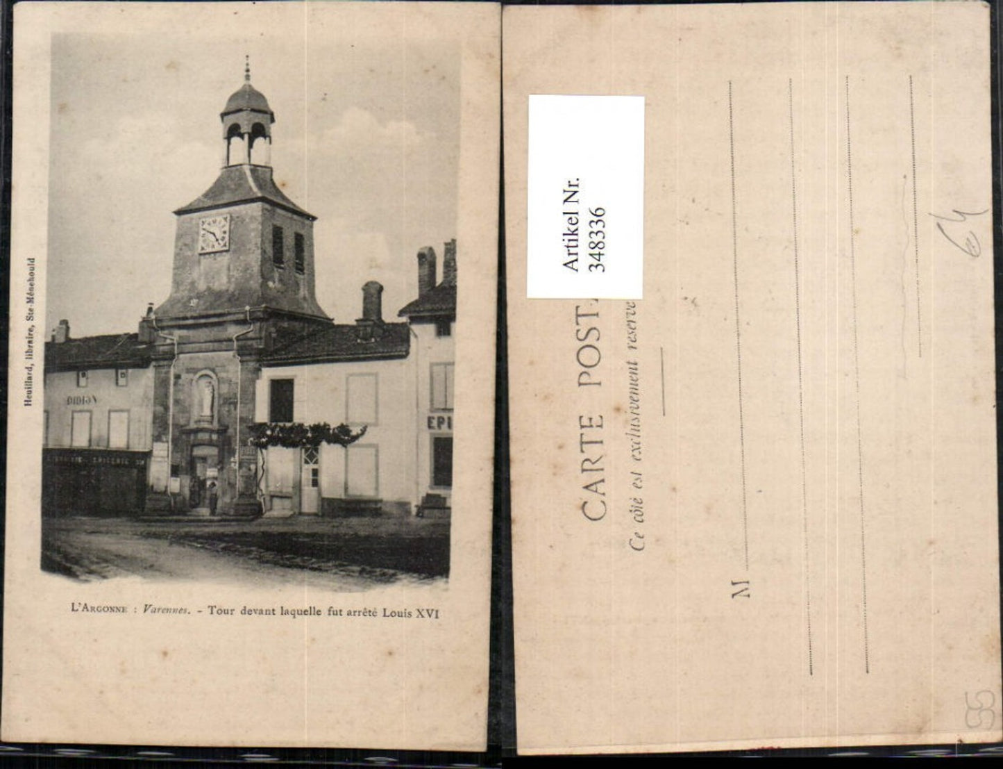 348336,Lothringen Meuse Varennes Tour devant laquelle fut arrete Louis Glockenturm