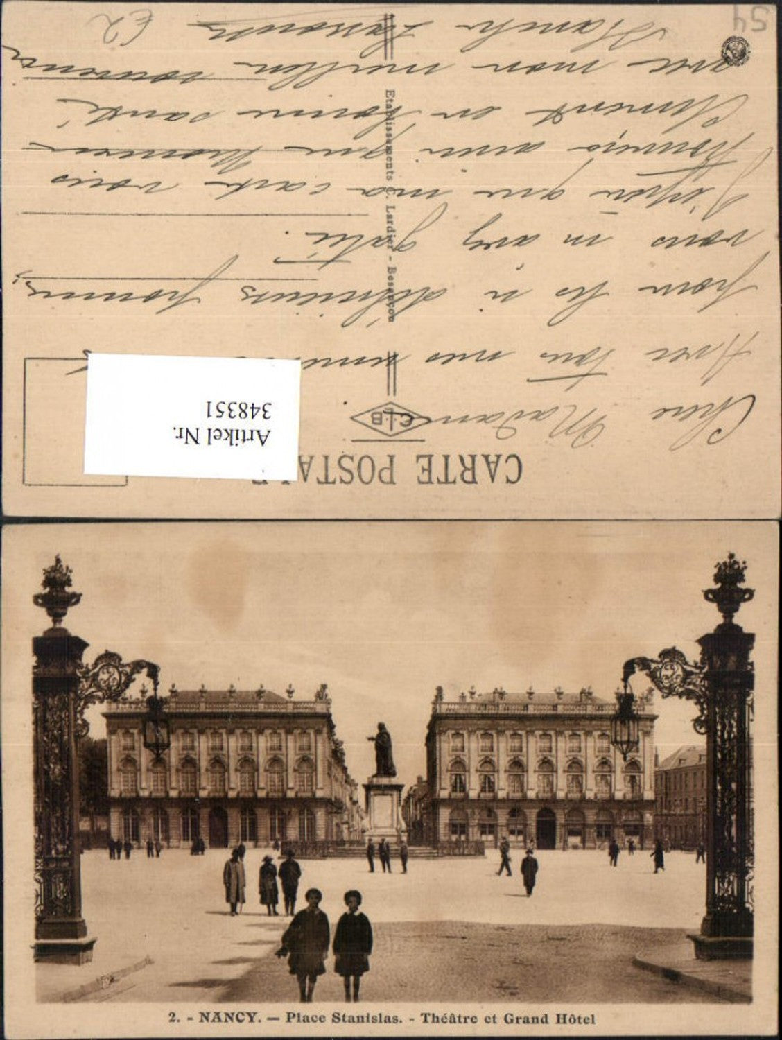 348351,Lothringen Meurthe-et-Moselle Nancy Place Stanislas Theatre et Grand Hotel Denkmal