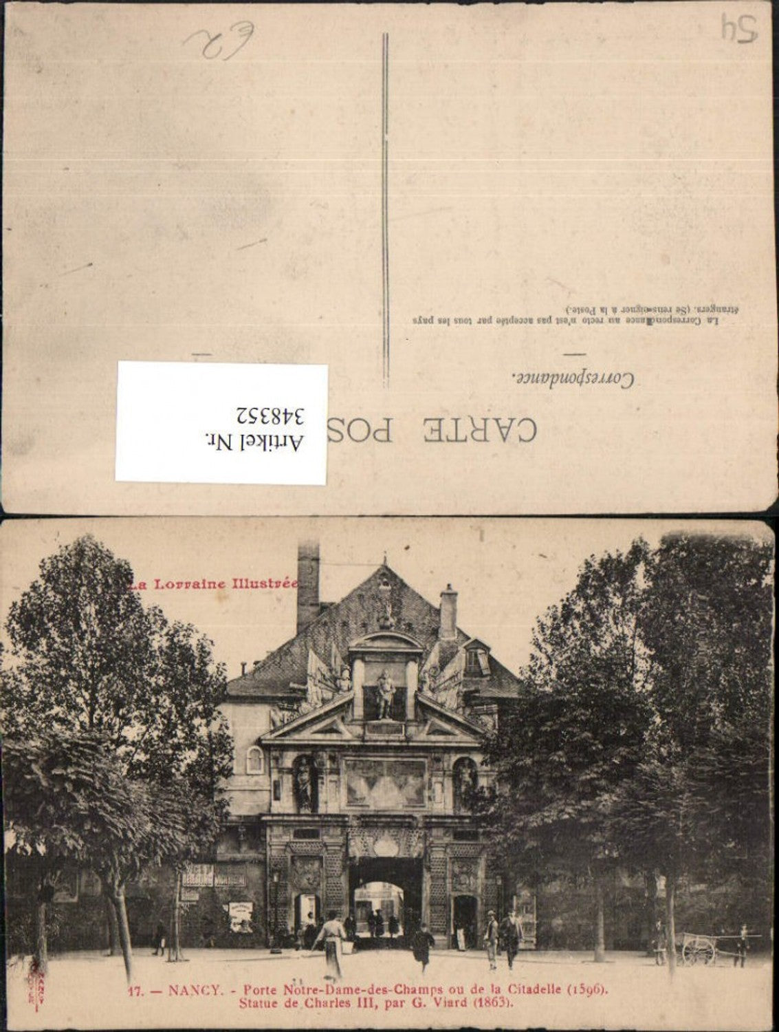 348352,Lothringen Meurthe-et-Moselle Nancy Porte Notre-Dame-des-Champs ou de la Citadelle