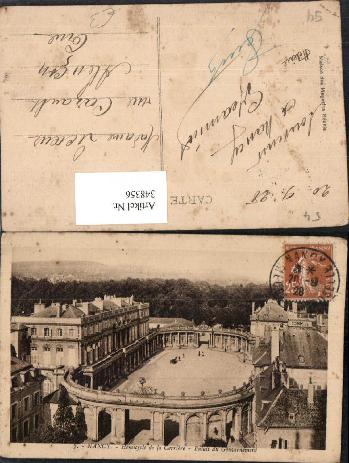 348356,Lothringen Meurthe-et-Moselle Nancy Hemicycle de la Carriere Palais du Gouvernement
