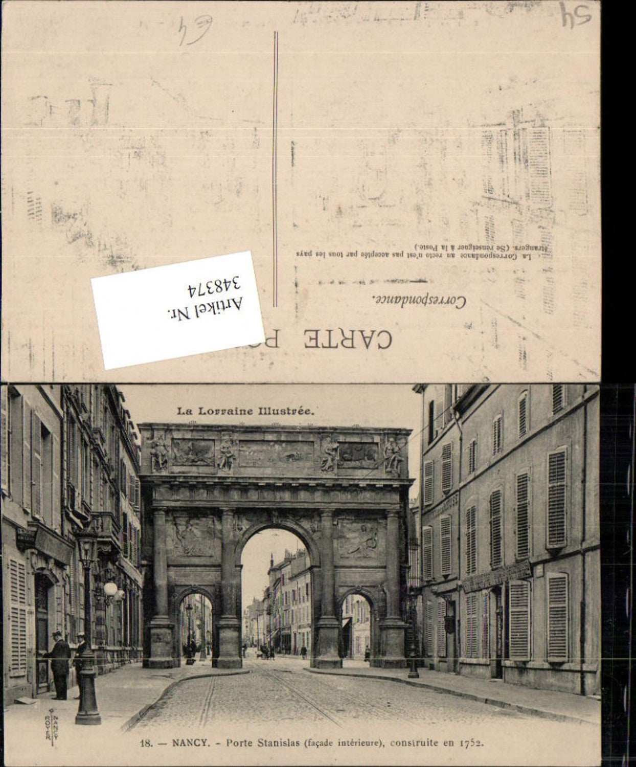348374,Lothringen Meurthe-et-Moselle Nancy Porte Stanislas Bogen Straßenansicht