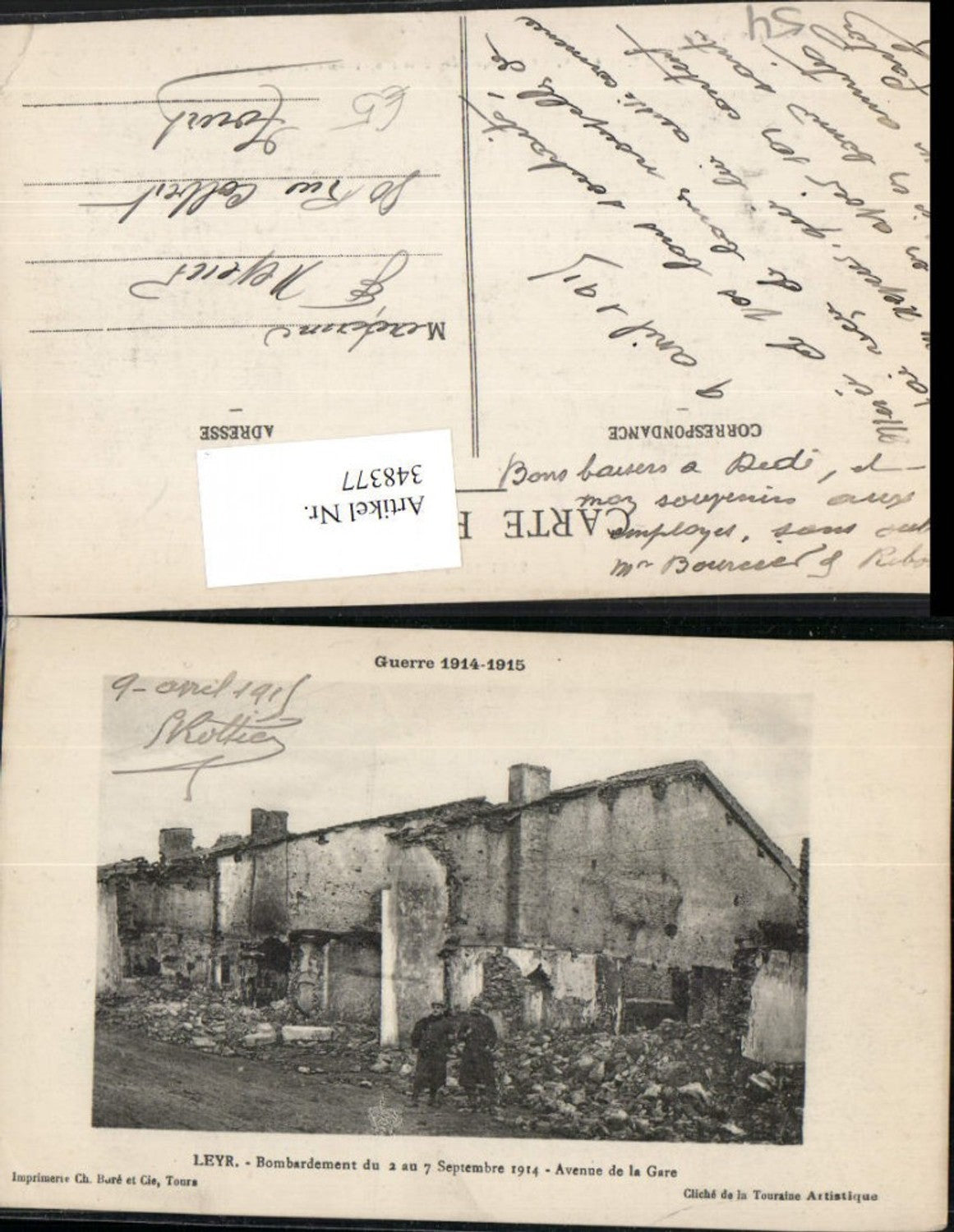 348377,Lothringen Meurthe-et-Moselle Leyr Bombardement Avenue de la Gare Zerstörung