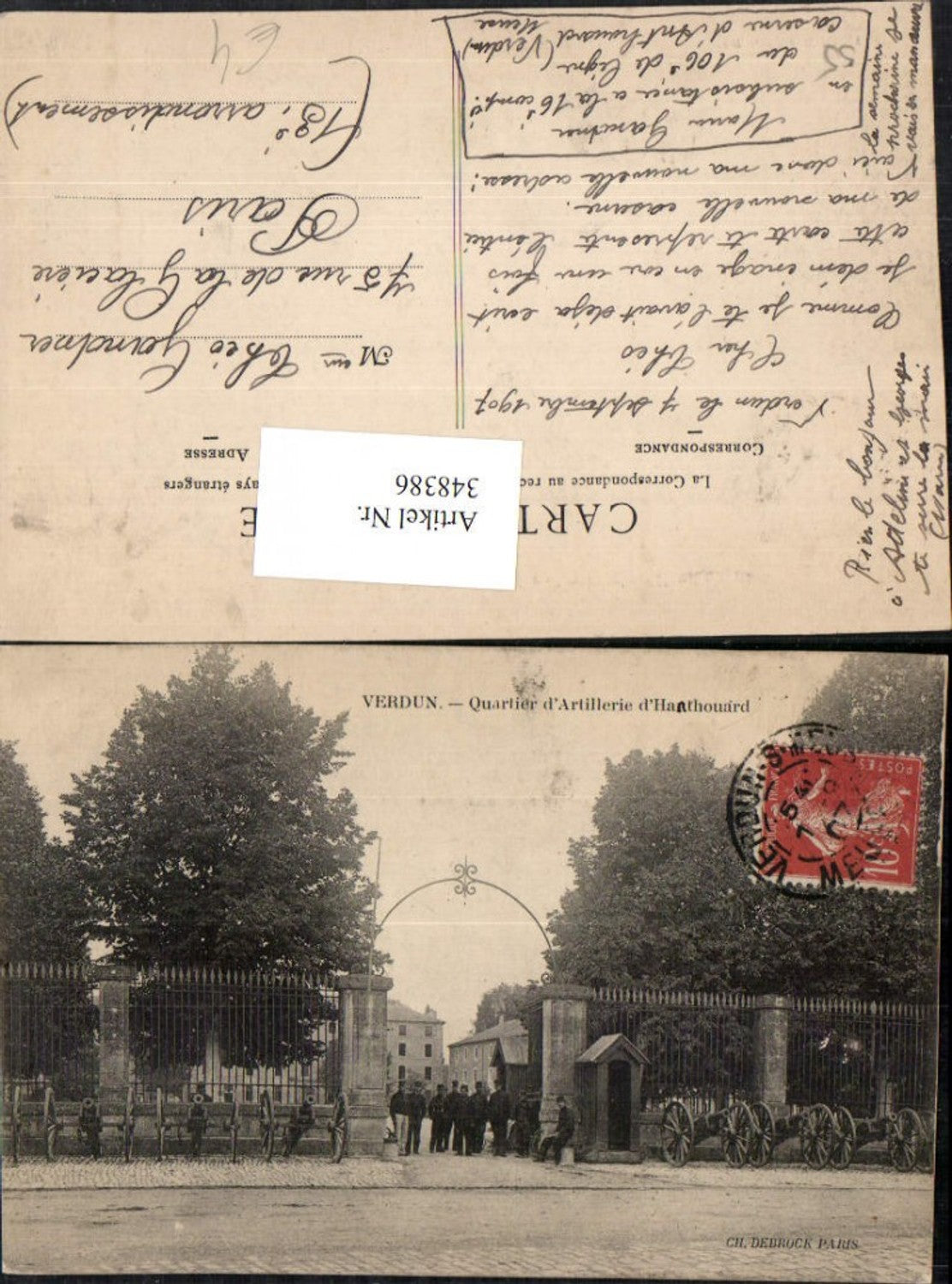 348386,Lothringen Meuse Verdun Quartier d'Artillerie d'Hanthouard Kaserne Kanonen