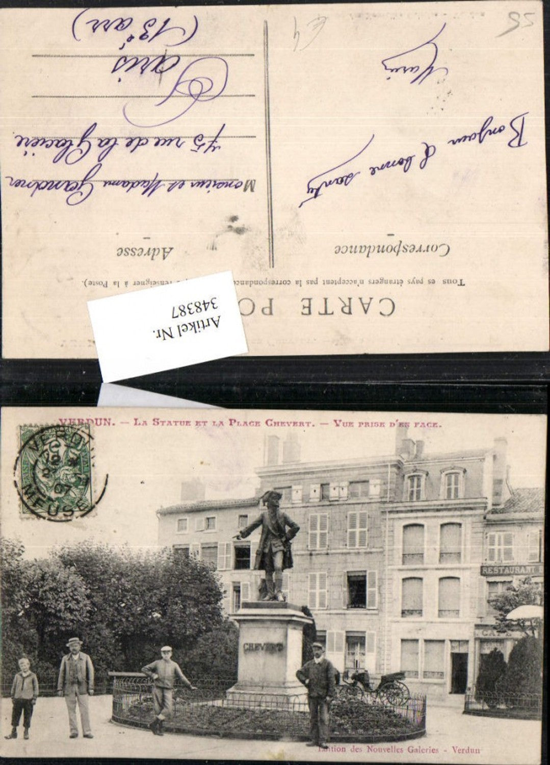 348387,Lothringen Meuse Verdun Statue et la Place Chevert Denkmal