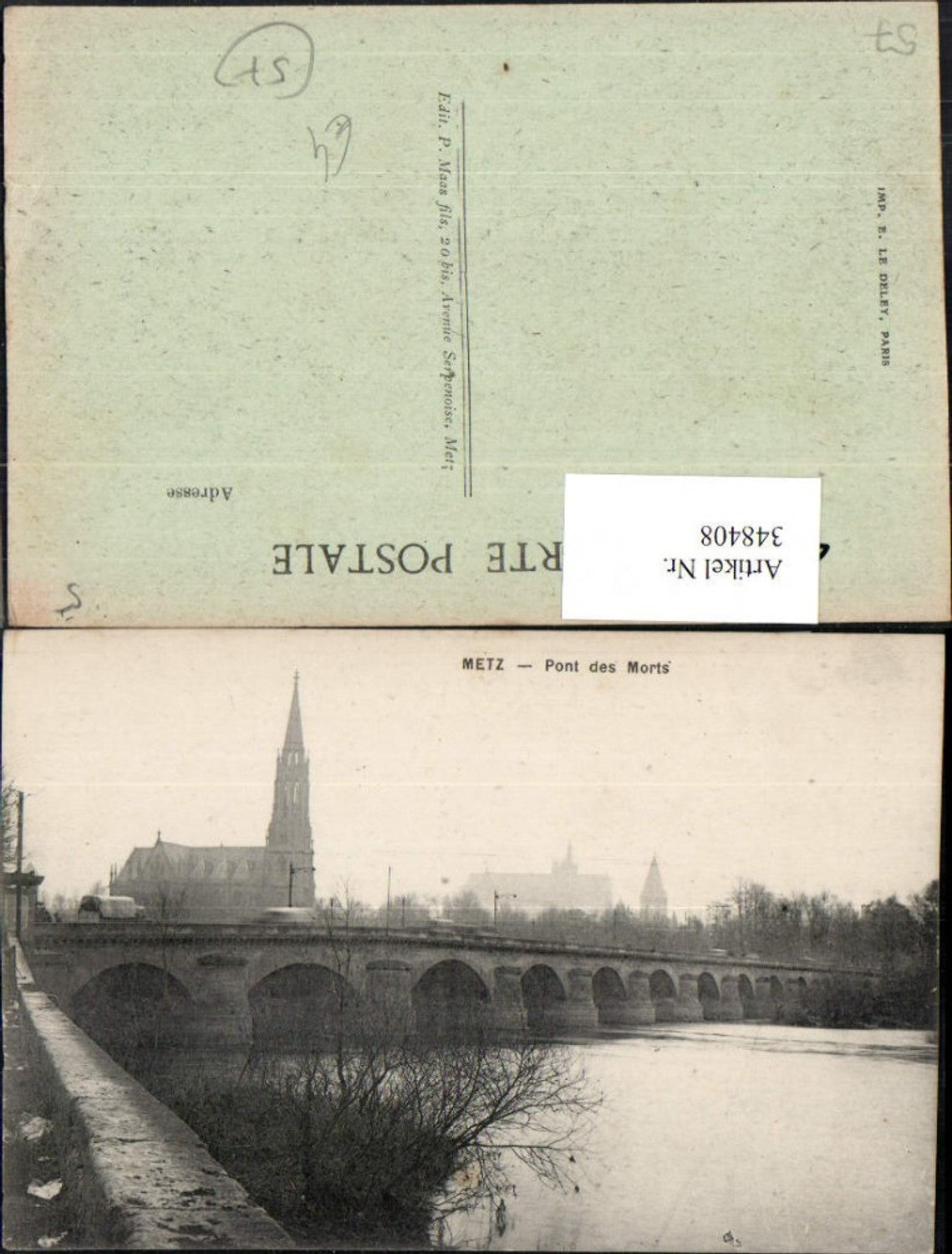 348408,Lothringen Moselle Metz Pont des Morts Brücke Kirche