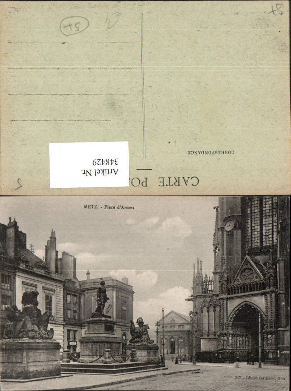 348429,Lothringen Moselle Metz Place d'Armes Denkmal Kirche