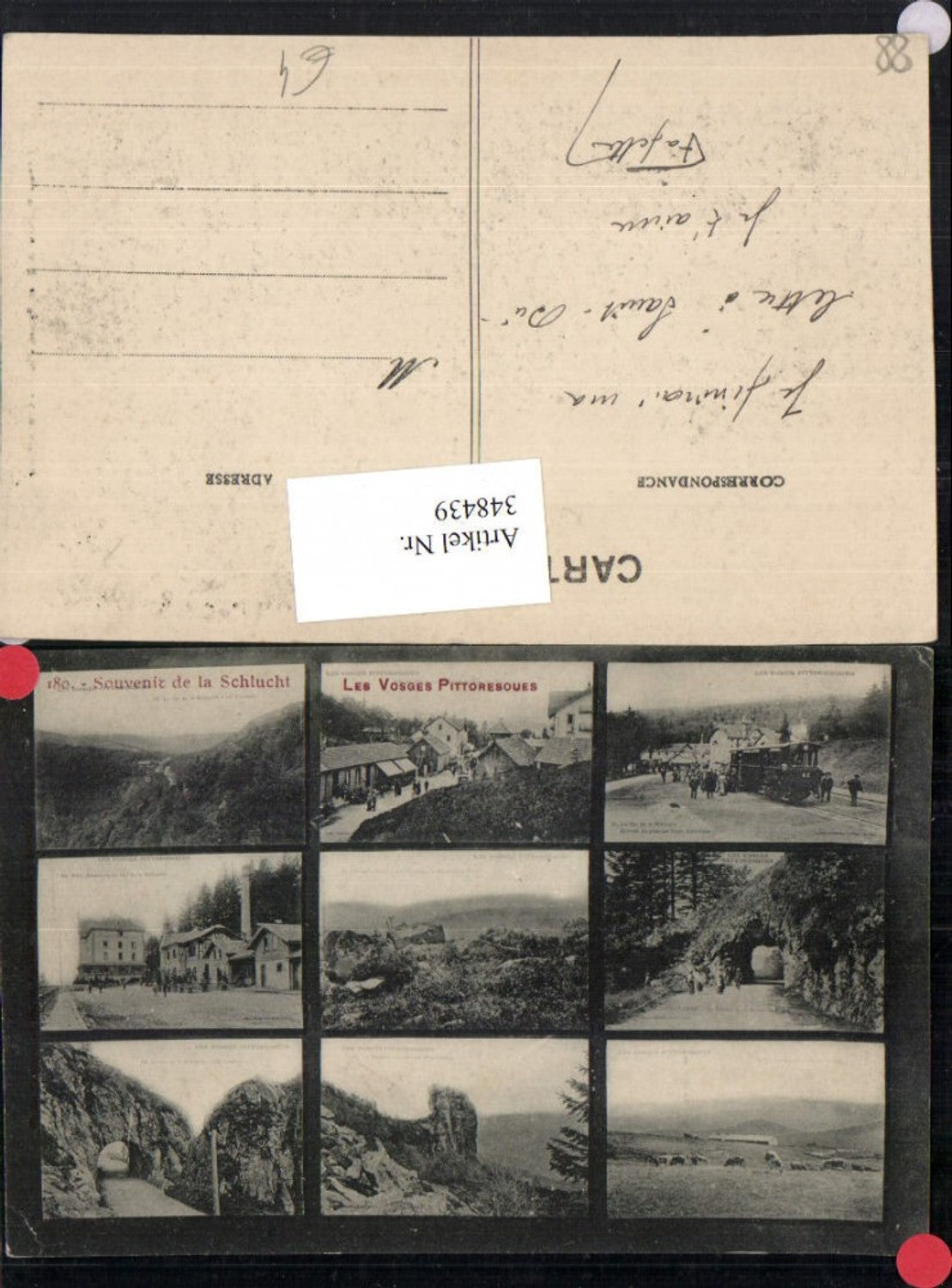 348439,Lothringen Vosges Souvenir de la Schlucht Dorf Tunnel Felsen Mehrbildkarte