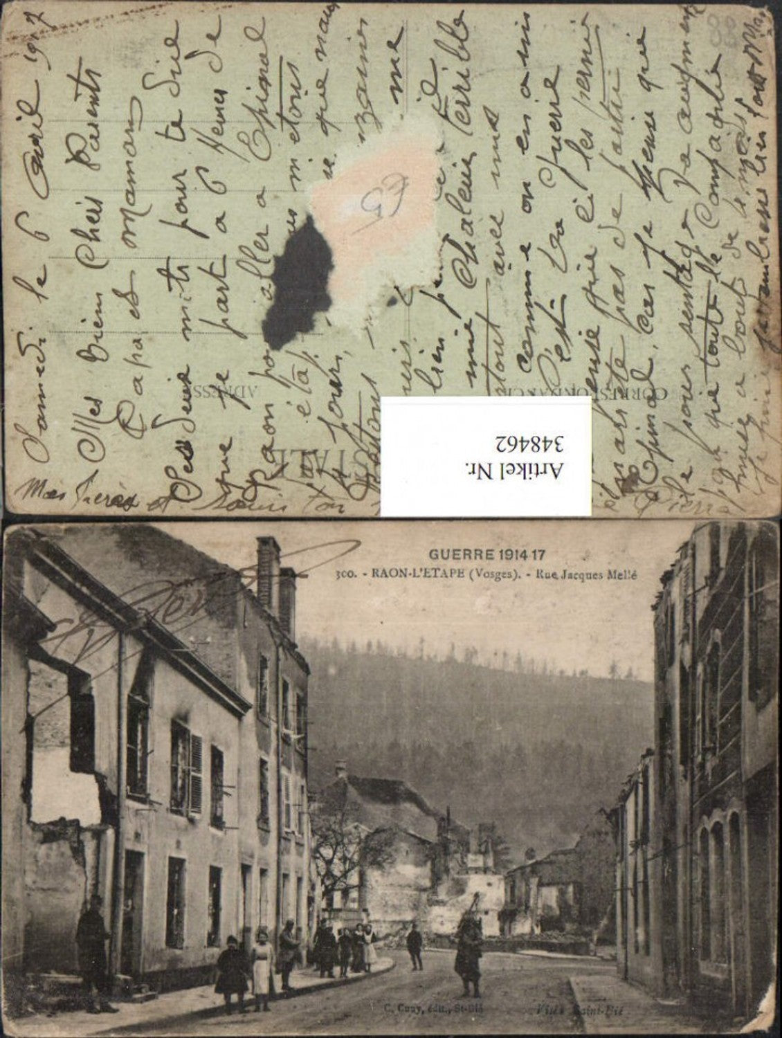 348462,Lothringen Vosges Raon-l'Etape Rue Jacques Melle Straßenansicht Zerstörung