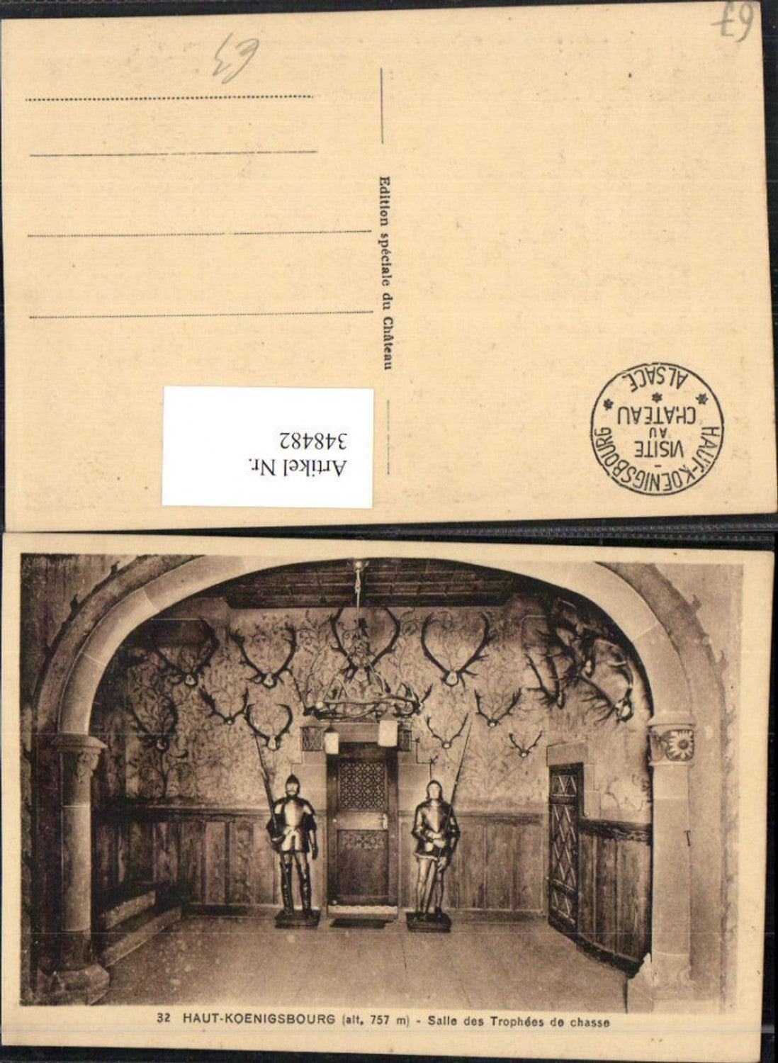 348482,Elsass Bas-Rhin Haut-Koenigsbourg Burg b. Orschwiller Salle des Trophees de chasse