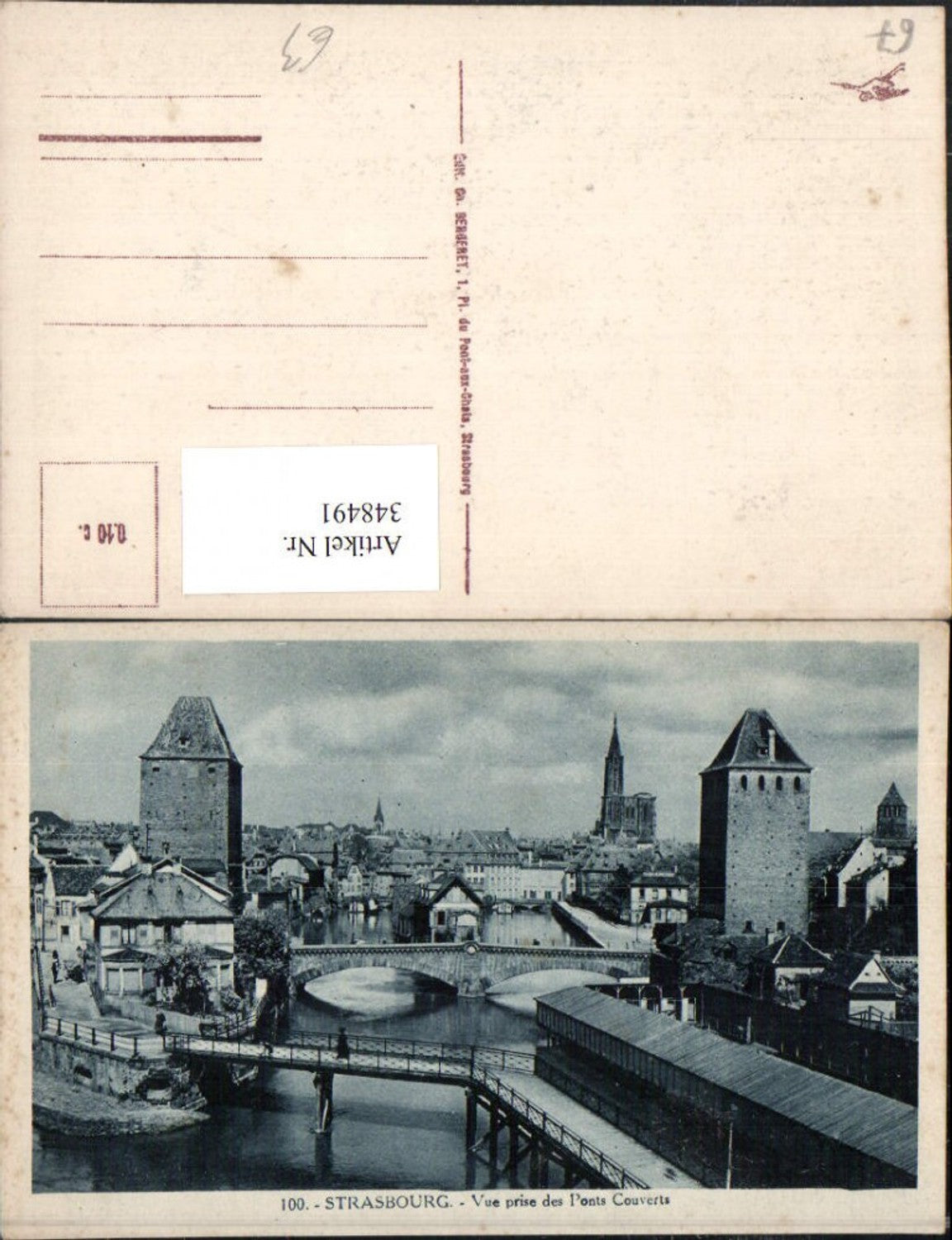 348491,Elsass Bas-Rhin Strasbourg Straßburg Vue prise des Ponts Couverts Brücken