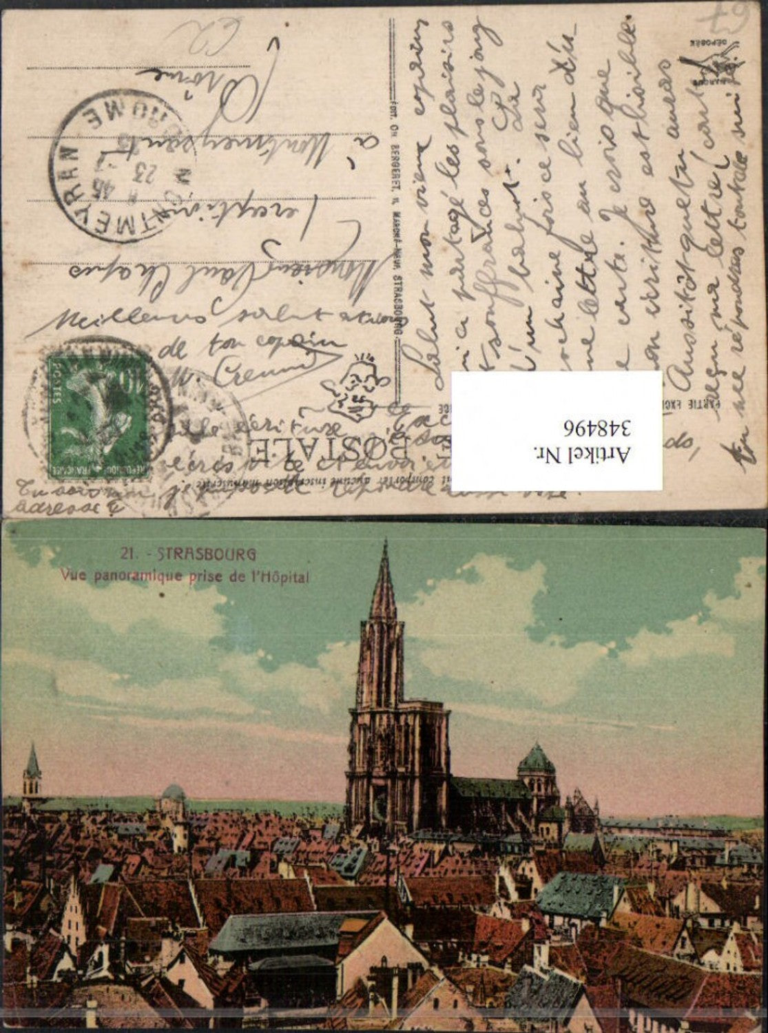 348496,Elsass Bas-Rhin Strasbourg Straßburg Vue panoramique prise de l'Hopital Kirche
