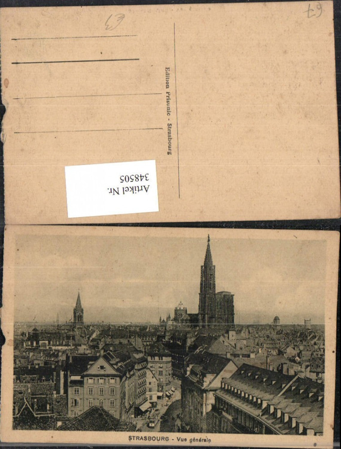348505,Elsass Bas-Rhin Strasbourg Straßburg Vue generale Totale Kirche