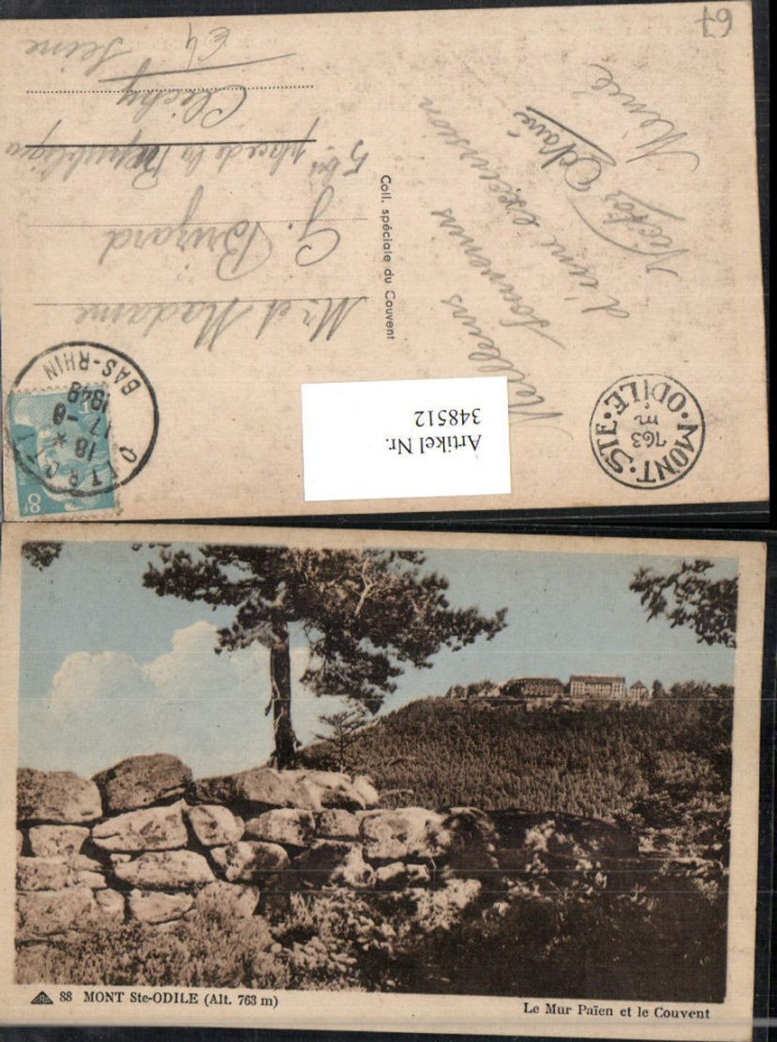 348512,Elsass Bas-Rhin Mont Ste-Odile Le Mur Paien et le Couvent Kloster
