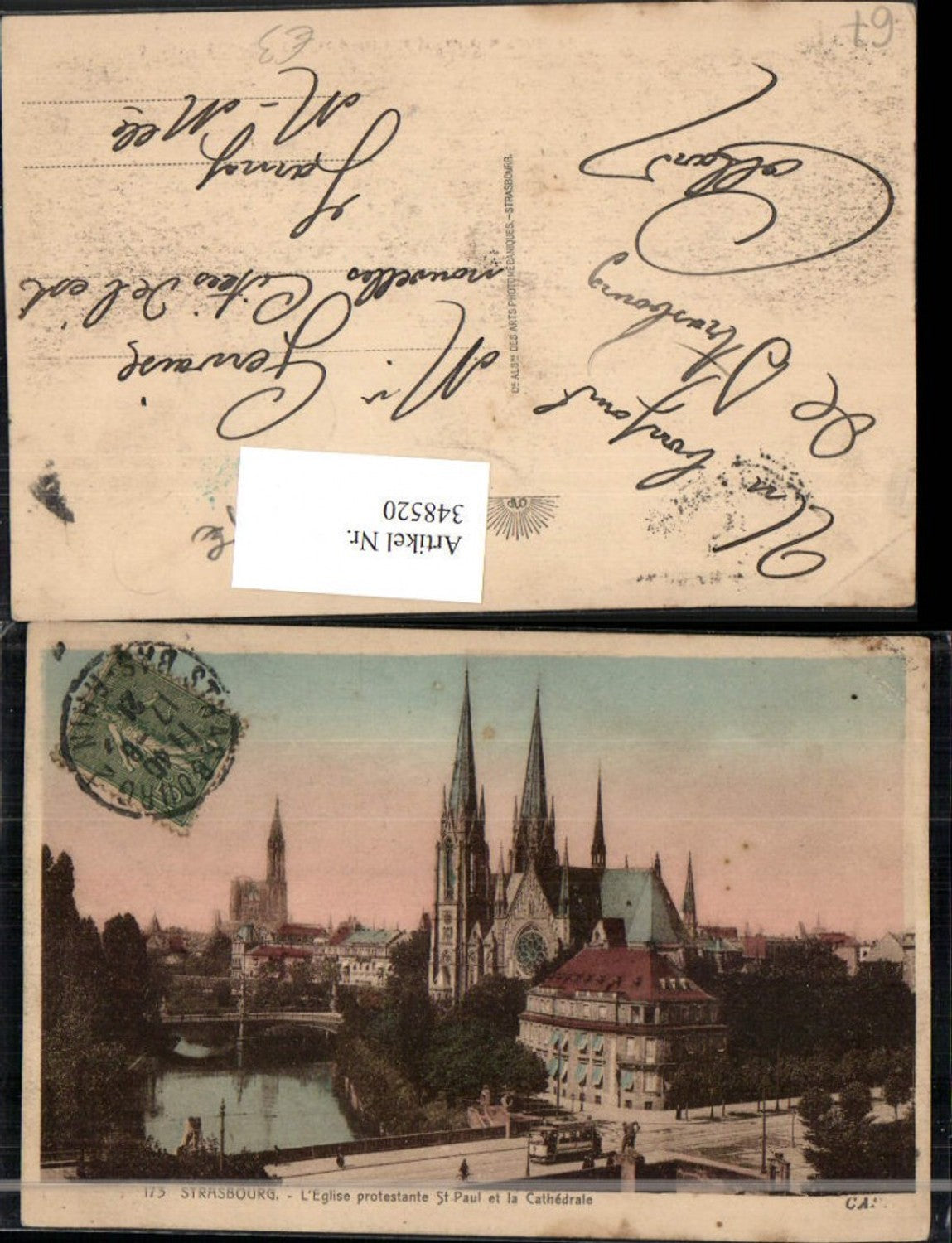 348520,Elsass Bas-Rhin Strasbourg Straßburg Eglise protestante St-Paul et la Cathedrale Kirche