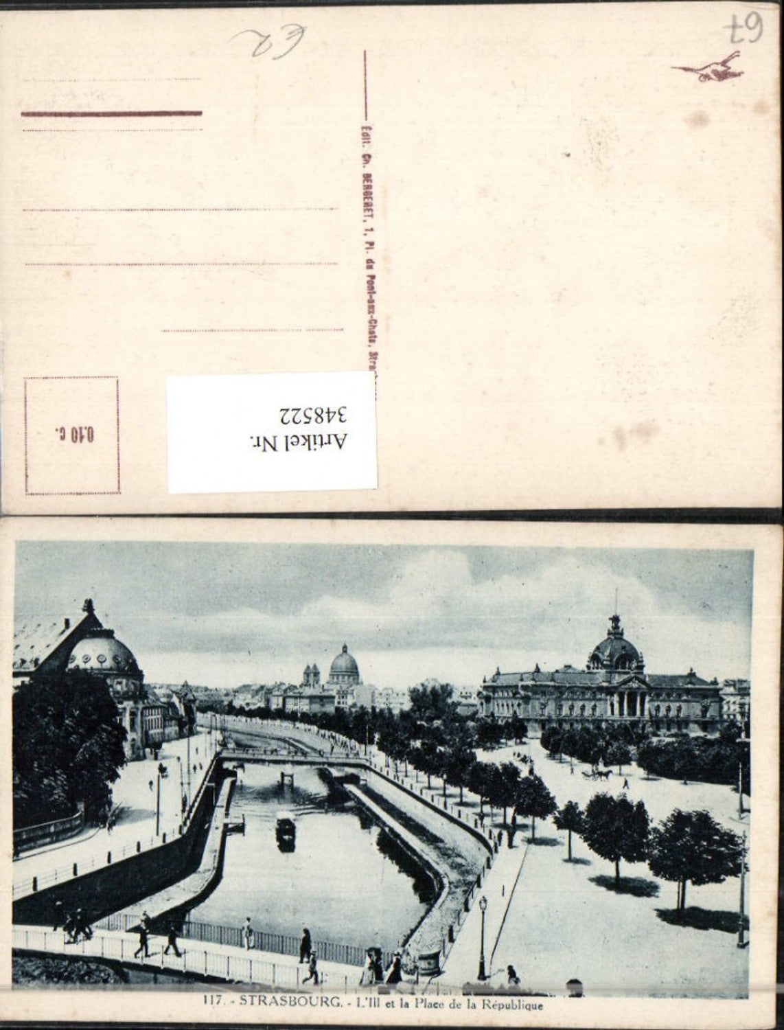 348522,Elsass Bas-Rhin Strasbourg Straßburg L'Ill et la Place de la Republique Kanal Brücken