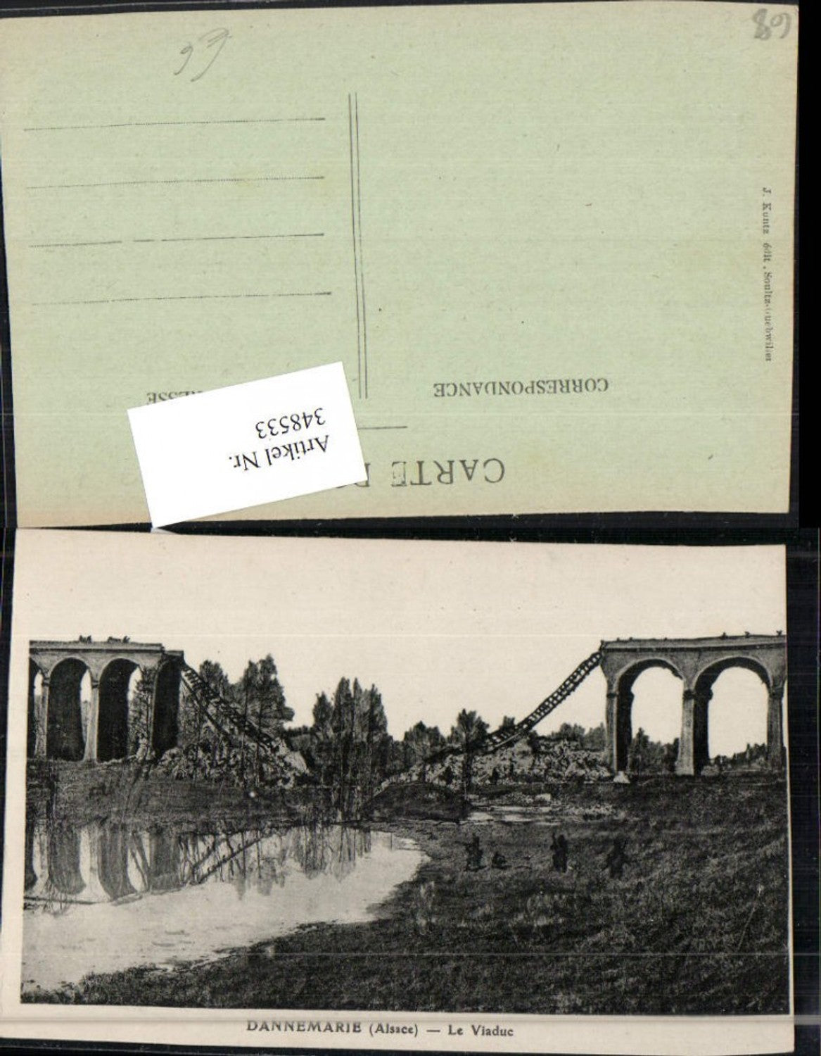 348533,Elsass Haut-Rhin Dannemarie Le Viaduc Viadukt Zerstörte Brücke