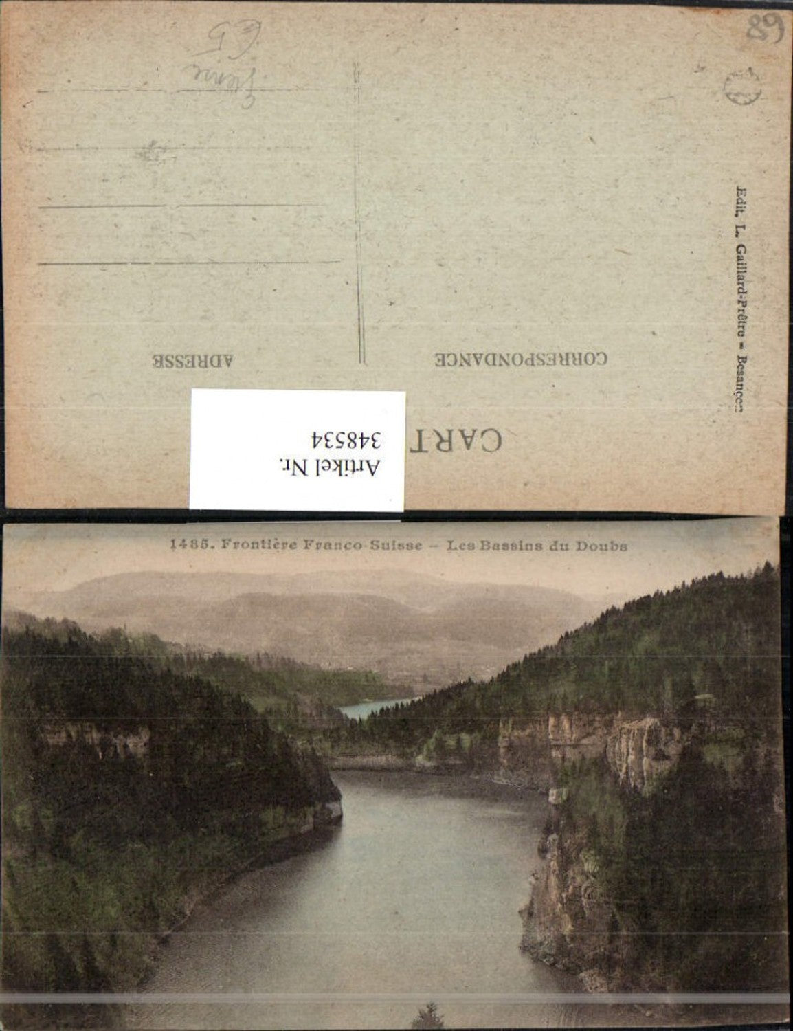 348534,Elsass Haut-Rhin Frontire Franco-Suisse Les Bassins du Doubs Fluss Grenze