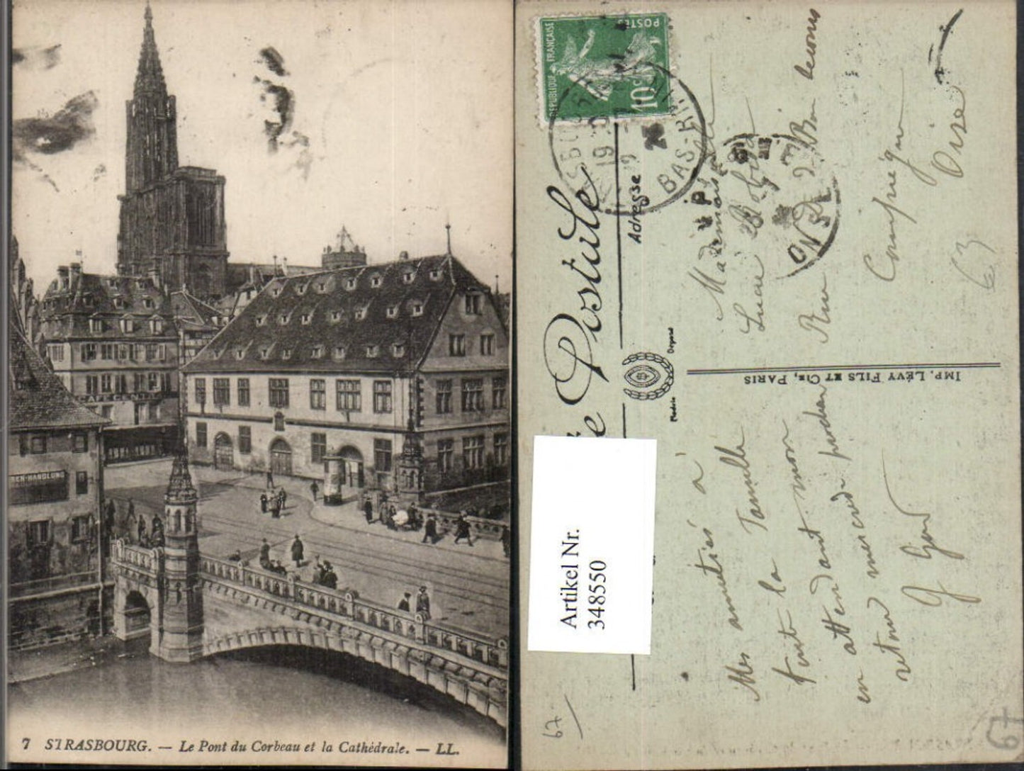 348550,Elsass Bas-Rhin Strasbourg Straßburg Pont du Corbeau et Cathedrale Brücke Kirche