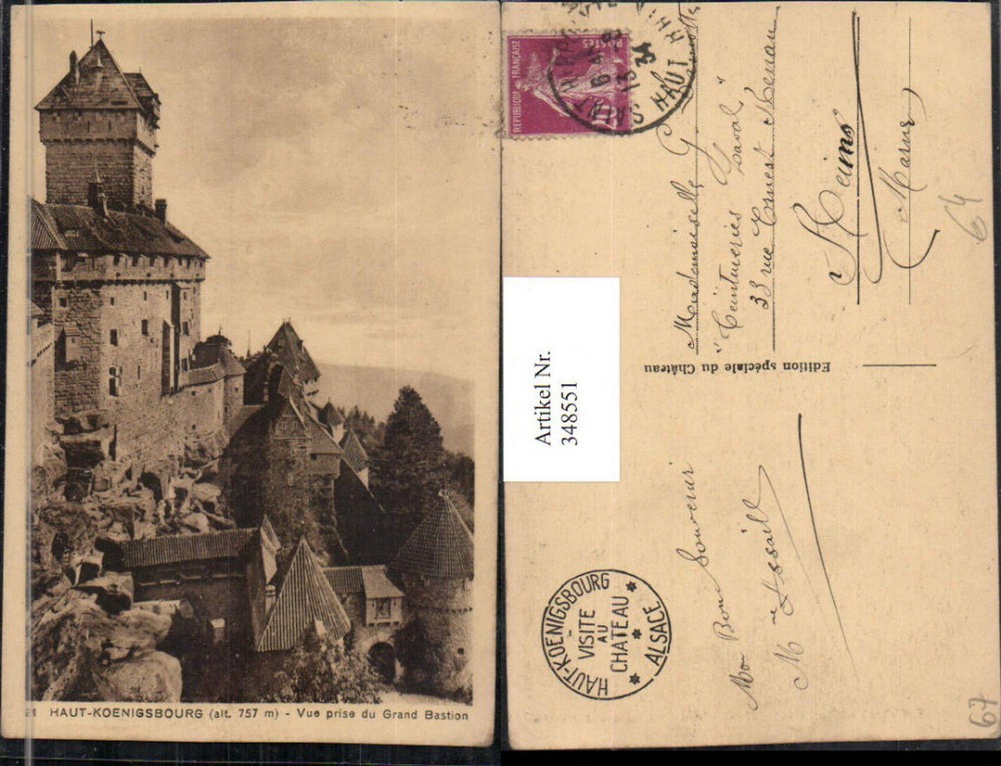 348551,Elsass Bas-Rhin Haut-Koenigsburg Burg b. Orschwiller Vue prise du Grand Bastion
