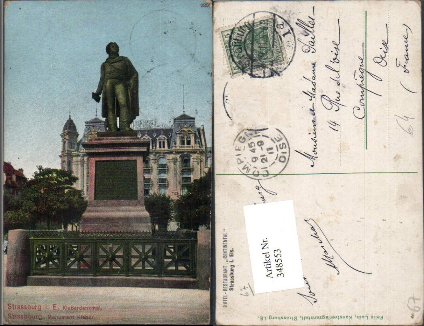 348553,Elsass Bas-Rhin Straßburg Strasbourg Kleber-Denkmal Monument