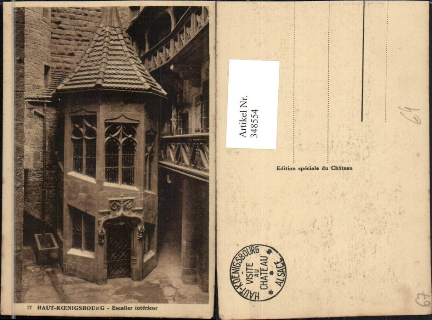 348554,Elsass Bas-Rhin Haut-Koenigsburg Burg b. Orschwiller Escalier interieur Wendeltreppe
