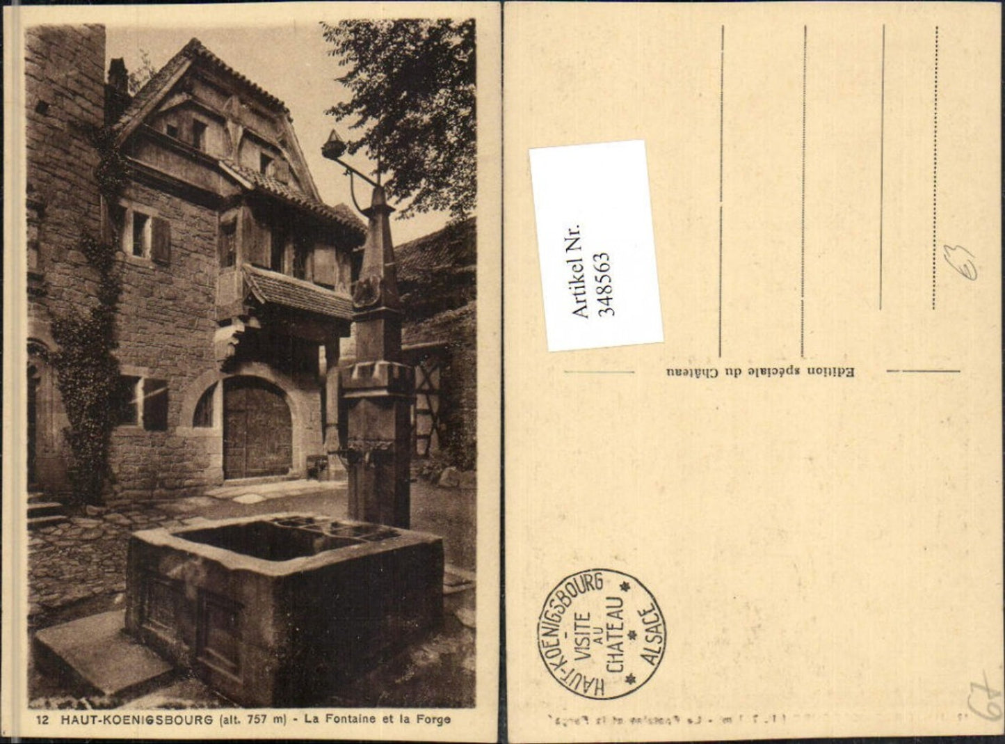 348563, Alsace Bas-Rhin Haut-Koenigsburg Castle near Orschwiller La Fontaine et la Forge Fountain