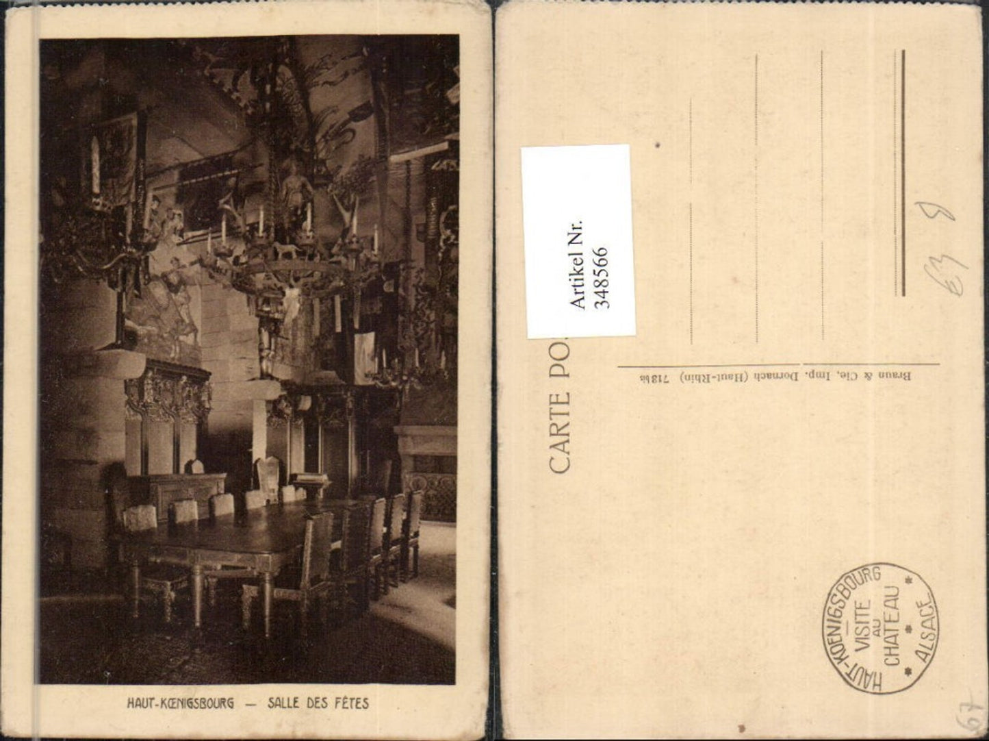 348566,Elsass Bas-Rhin Haut-Koenigsburg Burg b. Orschwiller Salle des Fetes Innenansicht