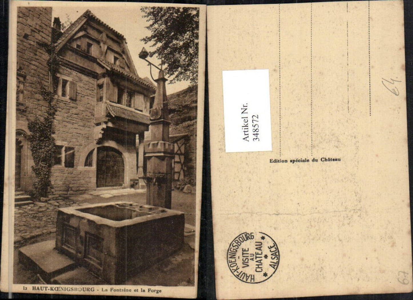 348572,Elsass Bas-Rhin Haut-Koenigsburg Burg b. Orschwiller La Fontaine et la Forge Brunnen