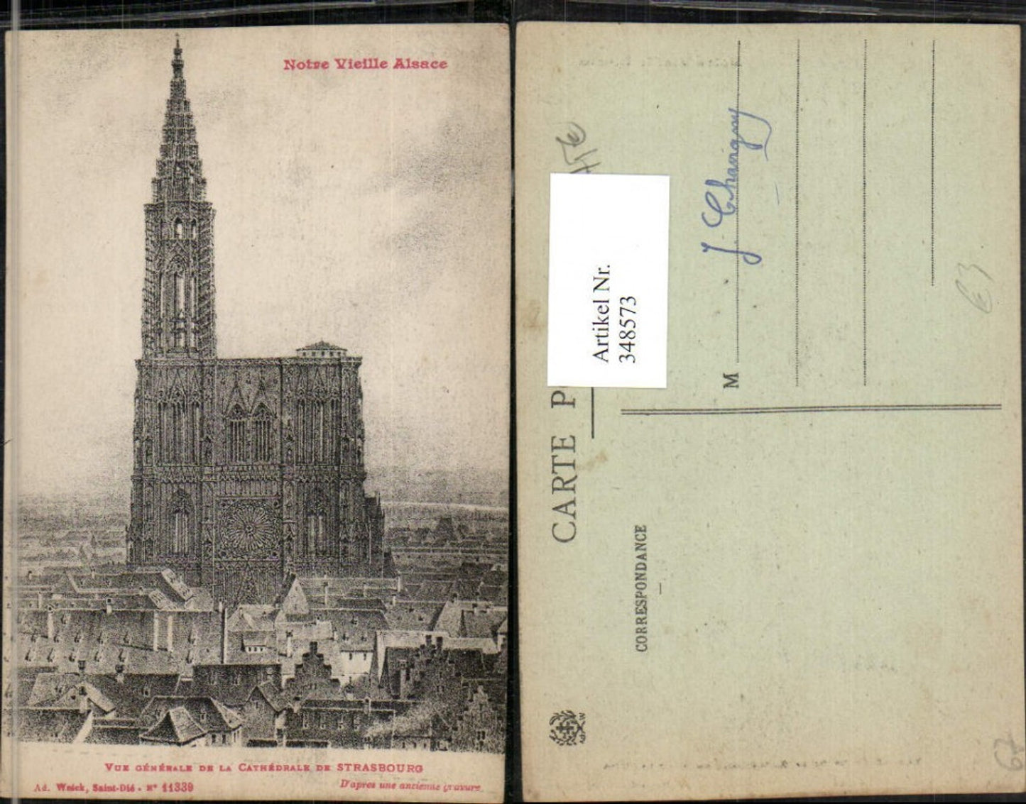 348573,Elsass Bas-Rhin Strasbourg Straßburg Vue generale de la Cathedrale Kirche