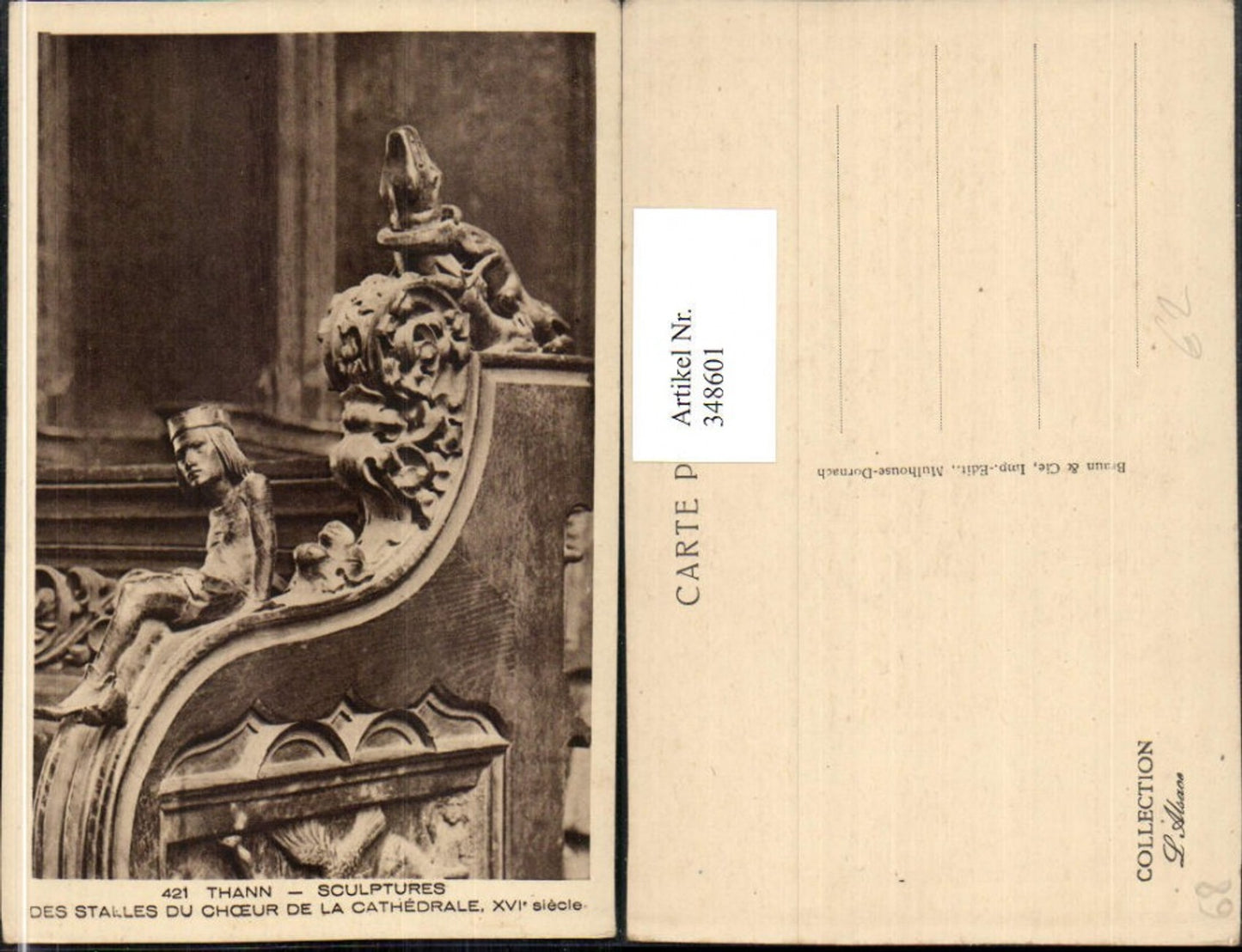 348601,Elsass Haut-Rhin Thann Sculptures des Stalles du Choeur de la Cathedrale Skulptur