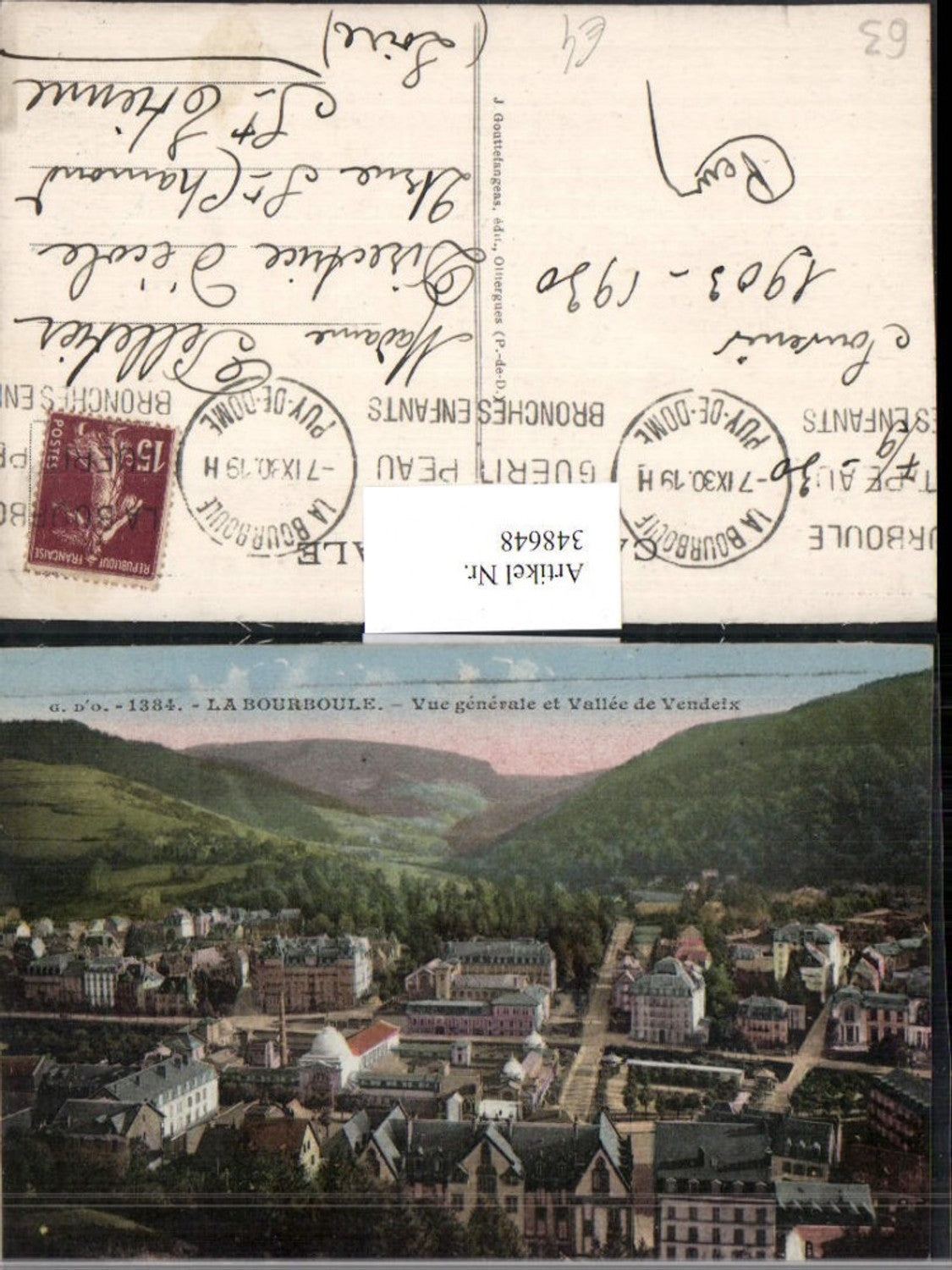 348648,Auvergne Puy-de-Dome La Bourboule Vue generale et Vallee de Vendeix Totale