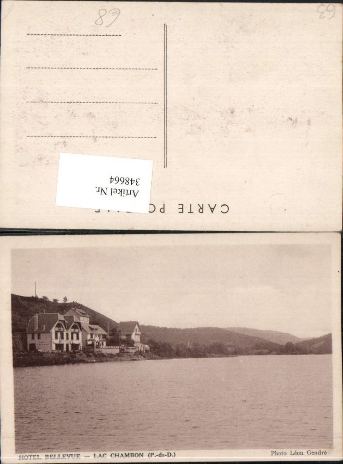 348664,Auvergne Puy-de-Dome Lac Chambon Hotel Bellevue See