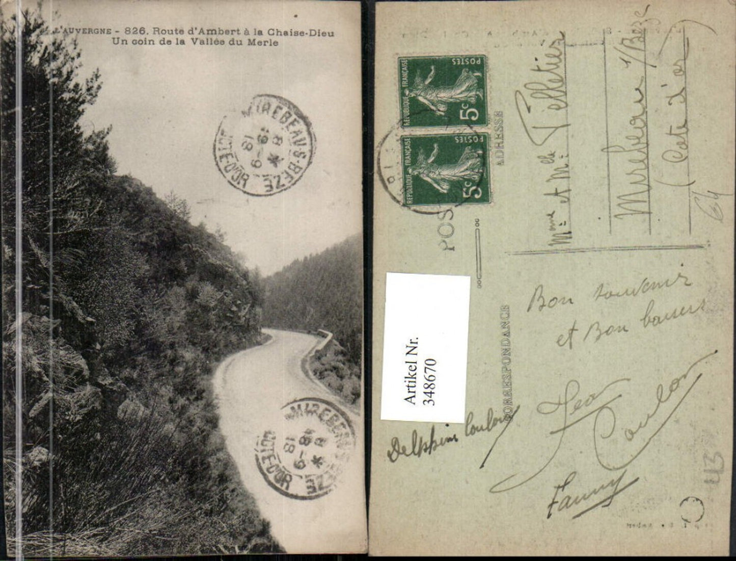 348670,Auvergne Haute-Loire Route d'Ambert a la Chaise-Dieu Un coin de la Vallee du Merle