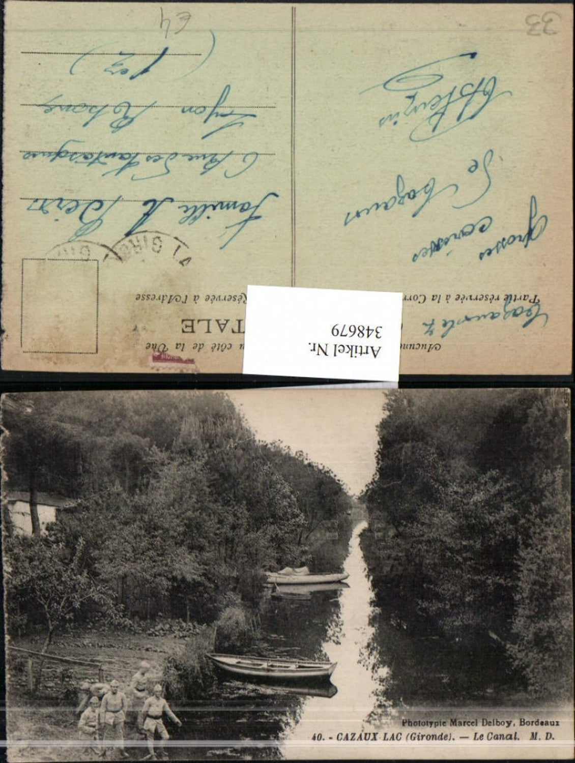 348679,Aquitanien Gironde Cazaux-Lac Le Canal Kanal Boote