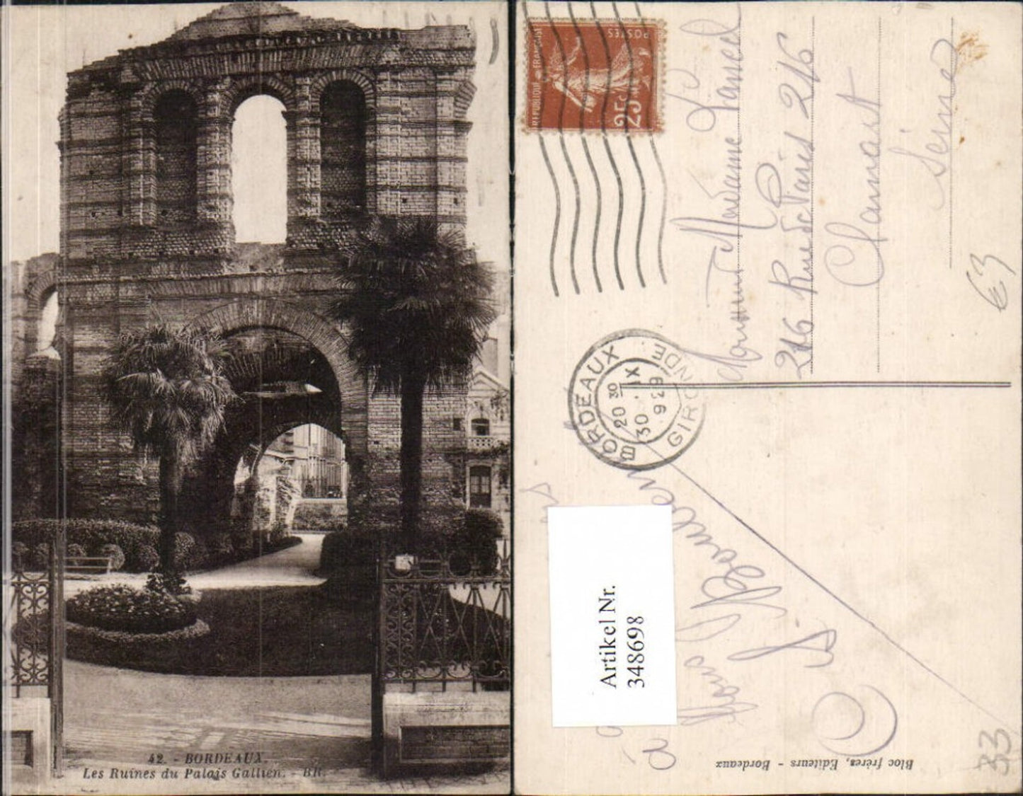 348698,Aquitanien Gironde Bordeaux Les Ruines du Palais Gallien Ruine