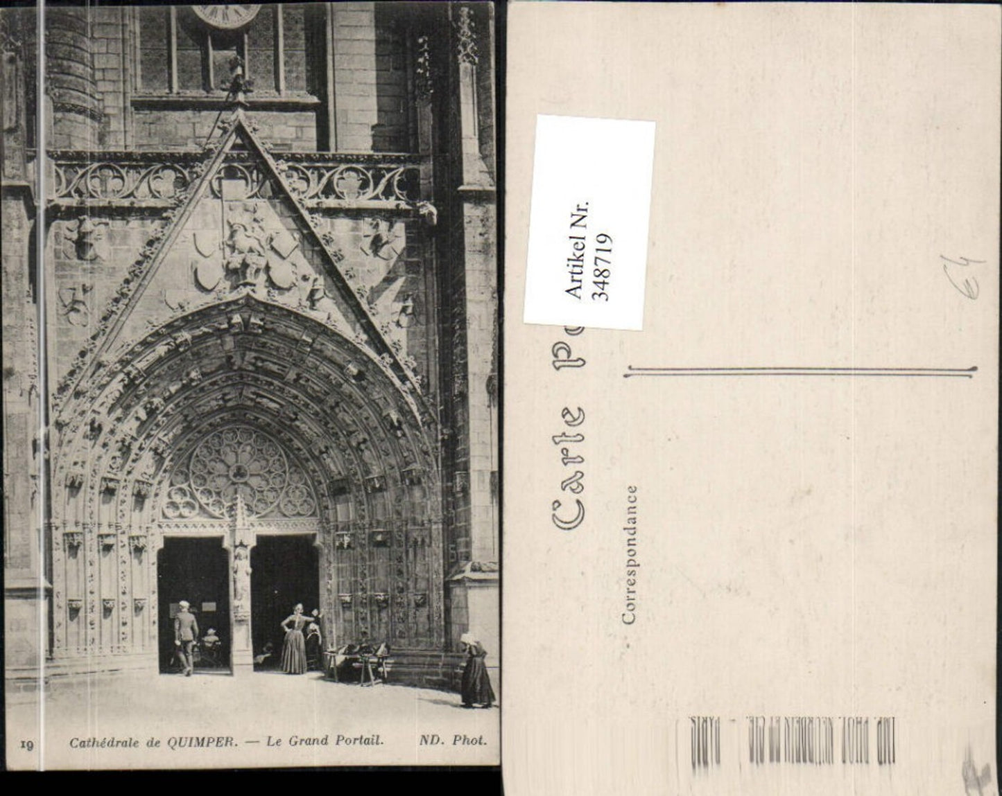 348719,Bretagne Finistere Quimper Cathedrale Le Grand Portail Kirchenportal