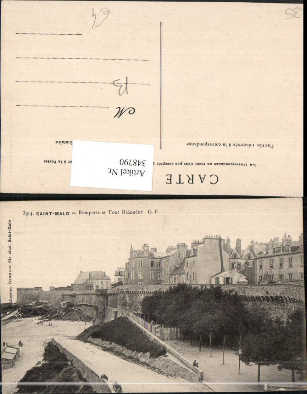 348790,Bretagne Ille-et-Vilaine Saint-Malo Remparts et Tour Bidouene Stadtmauer