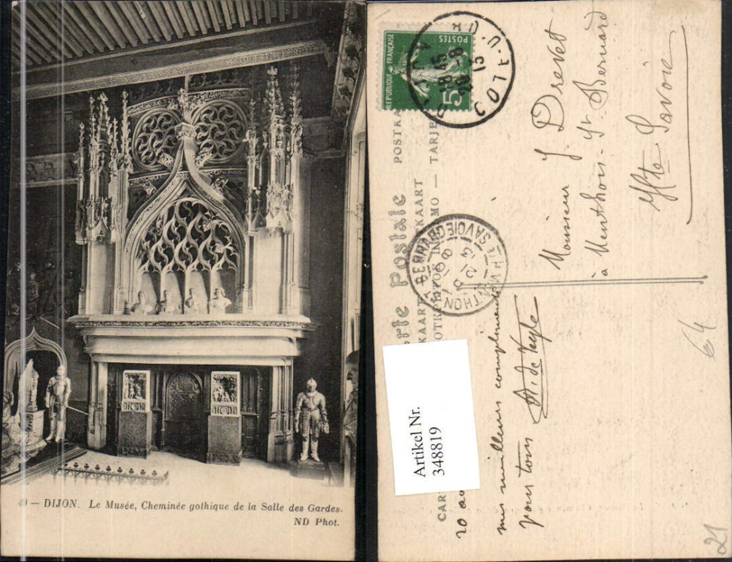 348819,Burgund Cote-Or Dijon Le Musee Cheminee gothique de la Salle des Gardes Kamin
