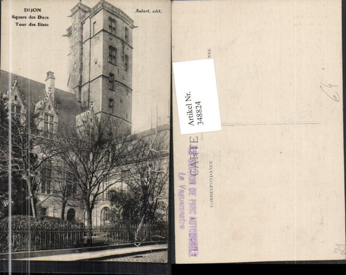 348824,Burgund Cote-Or Dijon Square des Ducs Tour des Etats Turm