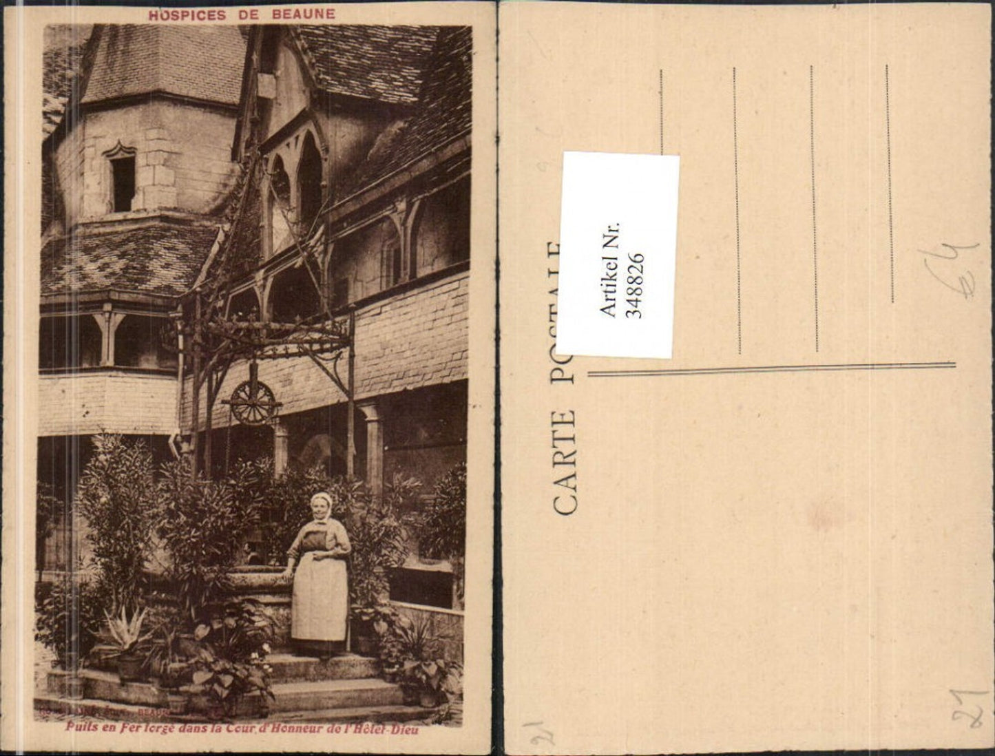 348826,Burgund Cote-Or Hospices de Beaune Puits en Fer forge dans la Cour de Hotel Dieu Brunnen