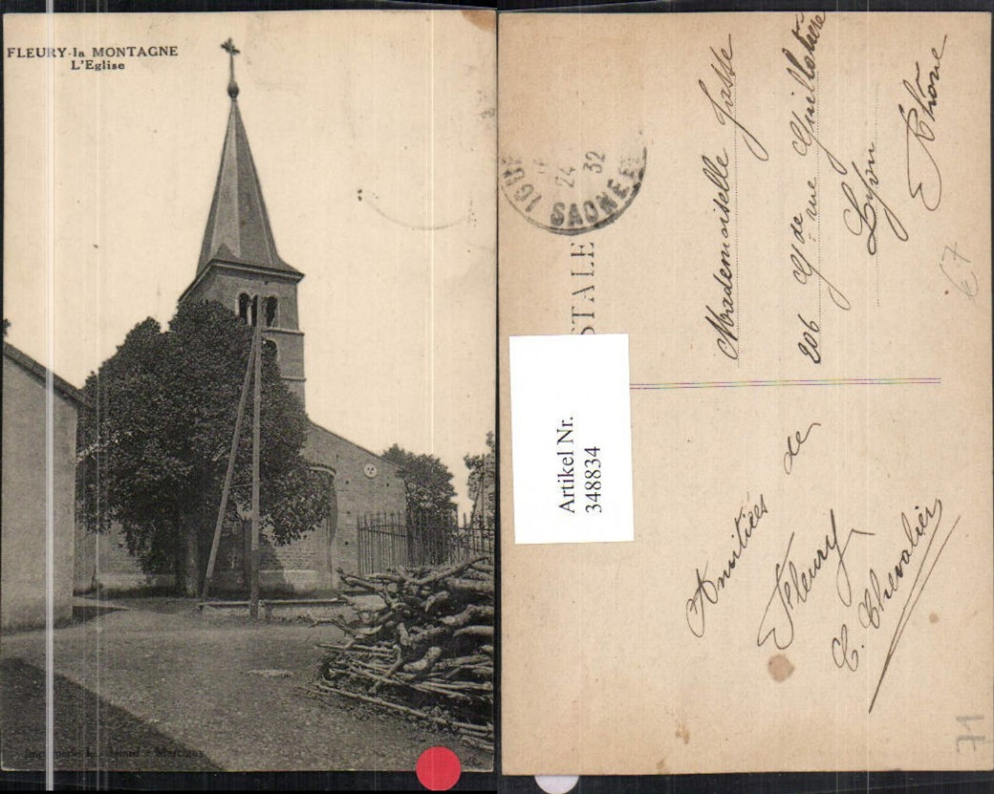 348834,Burgund Saone-et-Loire Fleury-la-Montagne L'Eglise Kirche