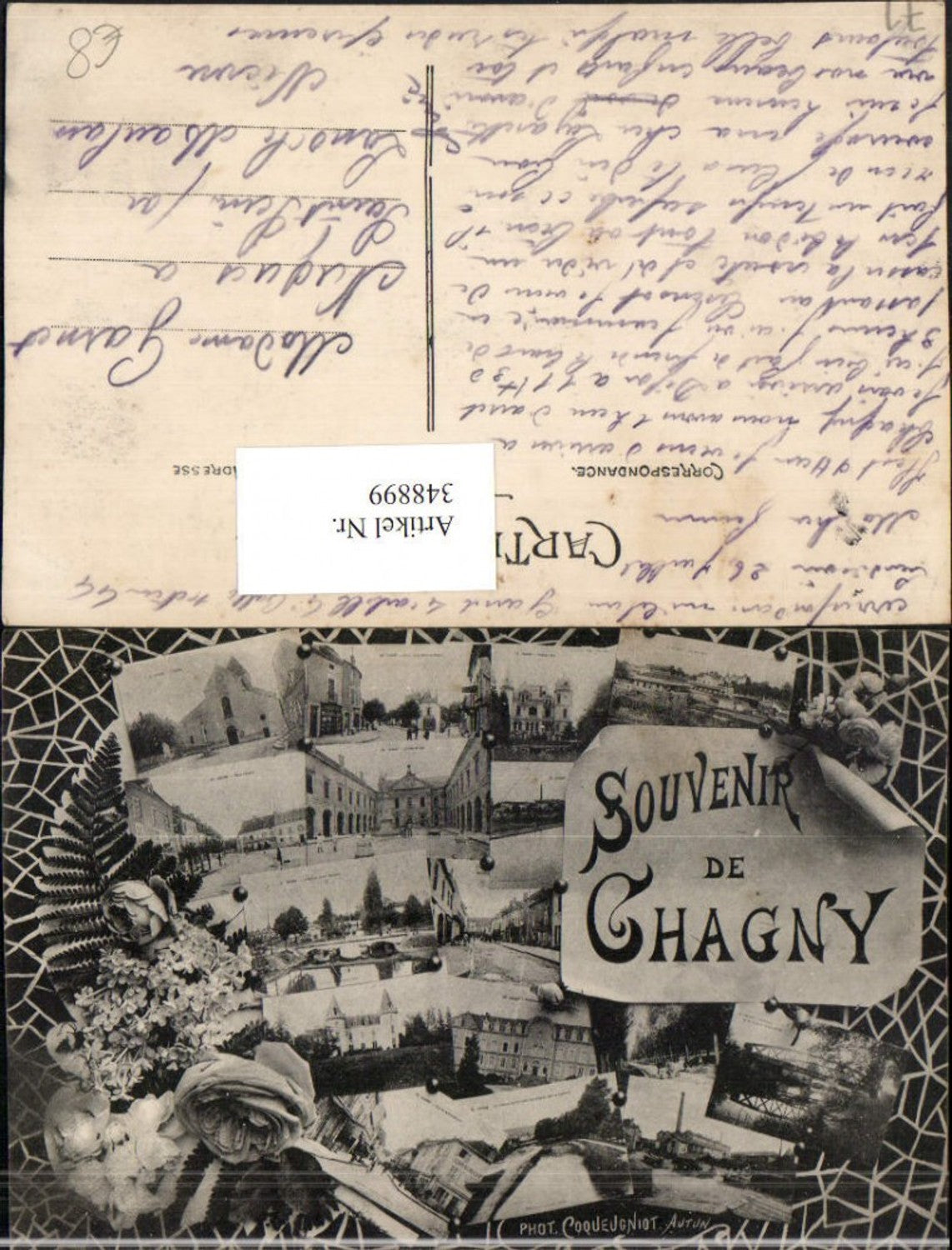 348899,Burgund Saone-et-Loire Chagny Kirche Schloss Straßenansichten Mehrbildkarte