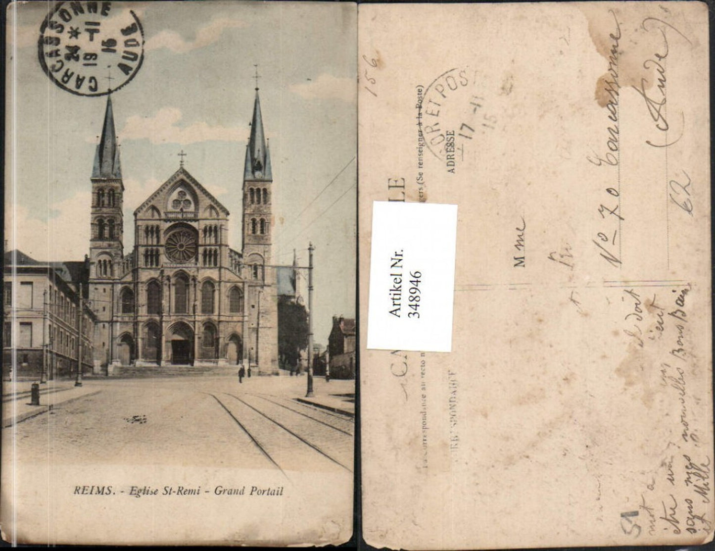 348946,Champagne-Ardenne Marne Reims Eglise St-Remi Grand Portail Kirche