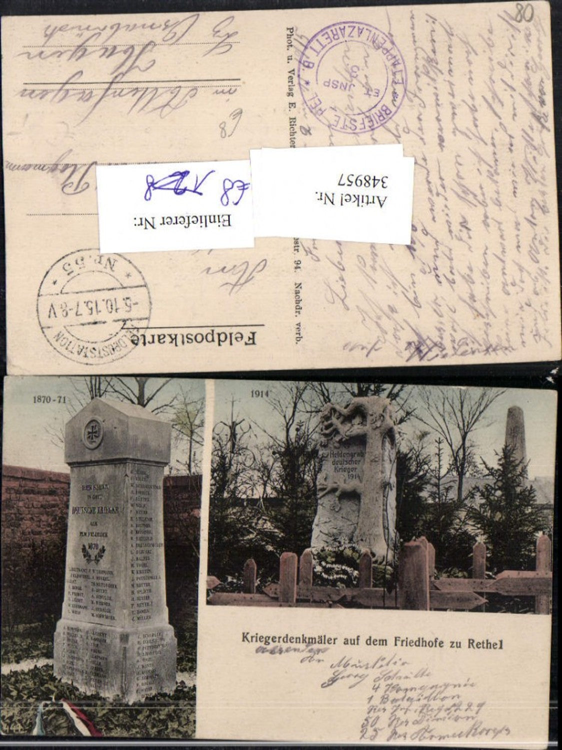 348957,Champagne-Ardenne Ardennes Rethel Friedhof Kriegerdenkmäler Mehrbildkarte