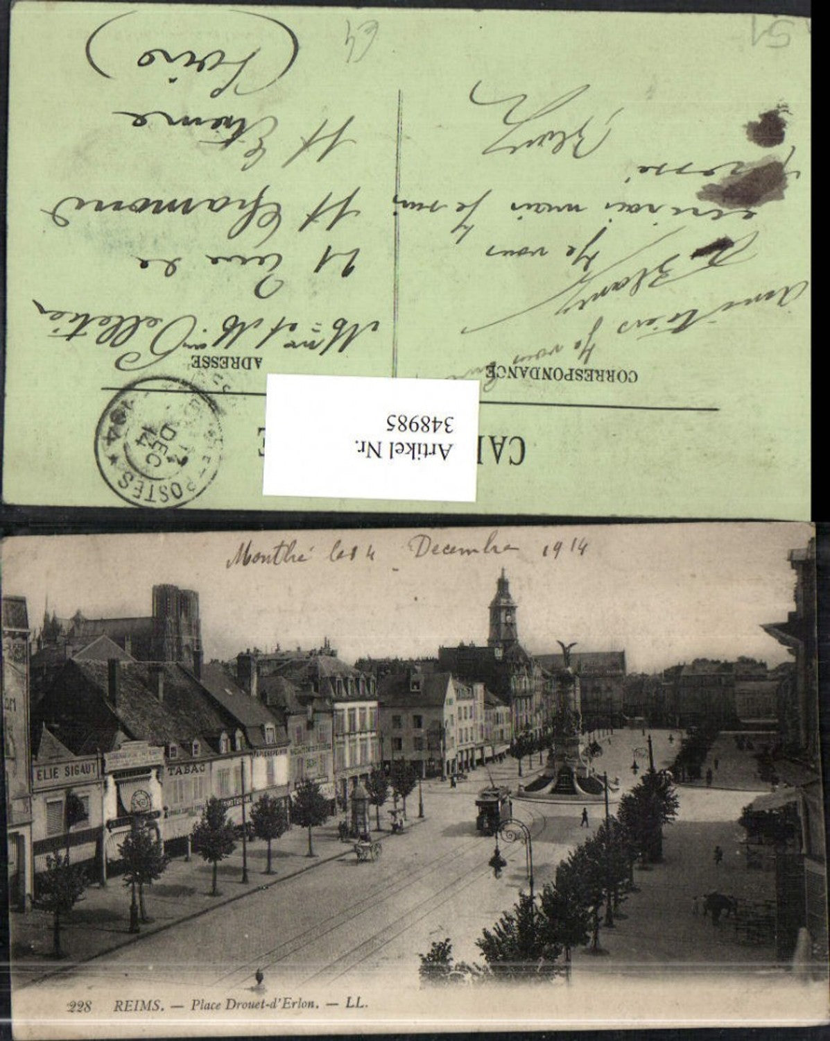 348985,Champagne-Ardenne Marne Reims Place Drouet-d'Erlon Teilansicht Monument
