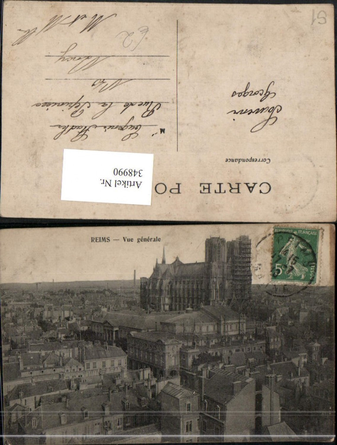 348990,Champagne-Ardenne Marne Reims Vue generale Totale Kirche
