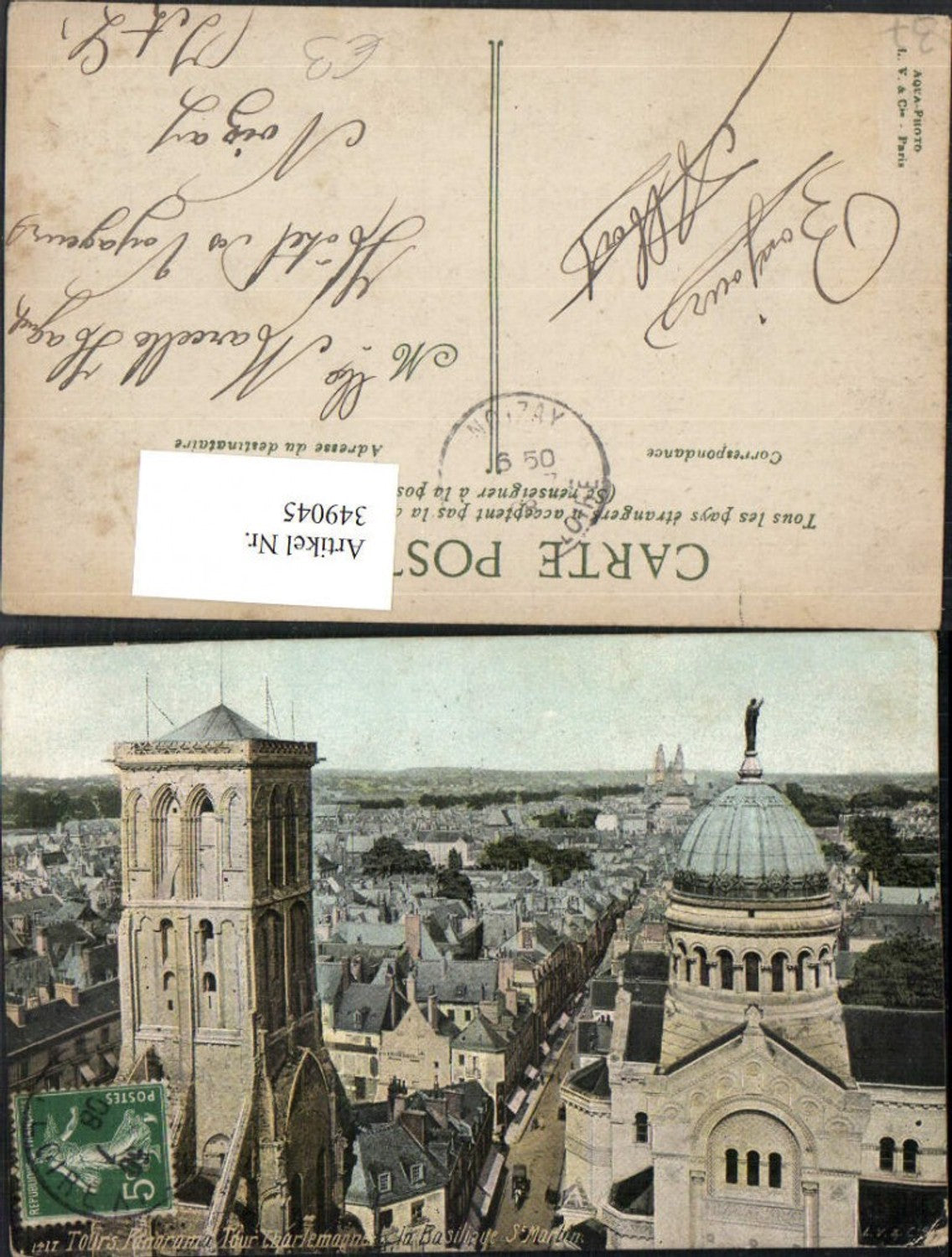 349045,Centre Indre-et-Loire Tours Panorama Tour Charlemogne la Basilique St-Martin Kirche