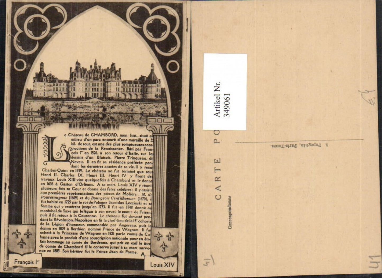 349061,Centre Loire-et-Cher Chambord Chateau Schloss Text