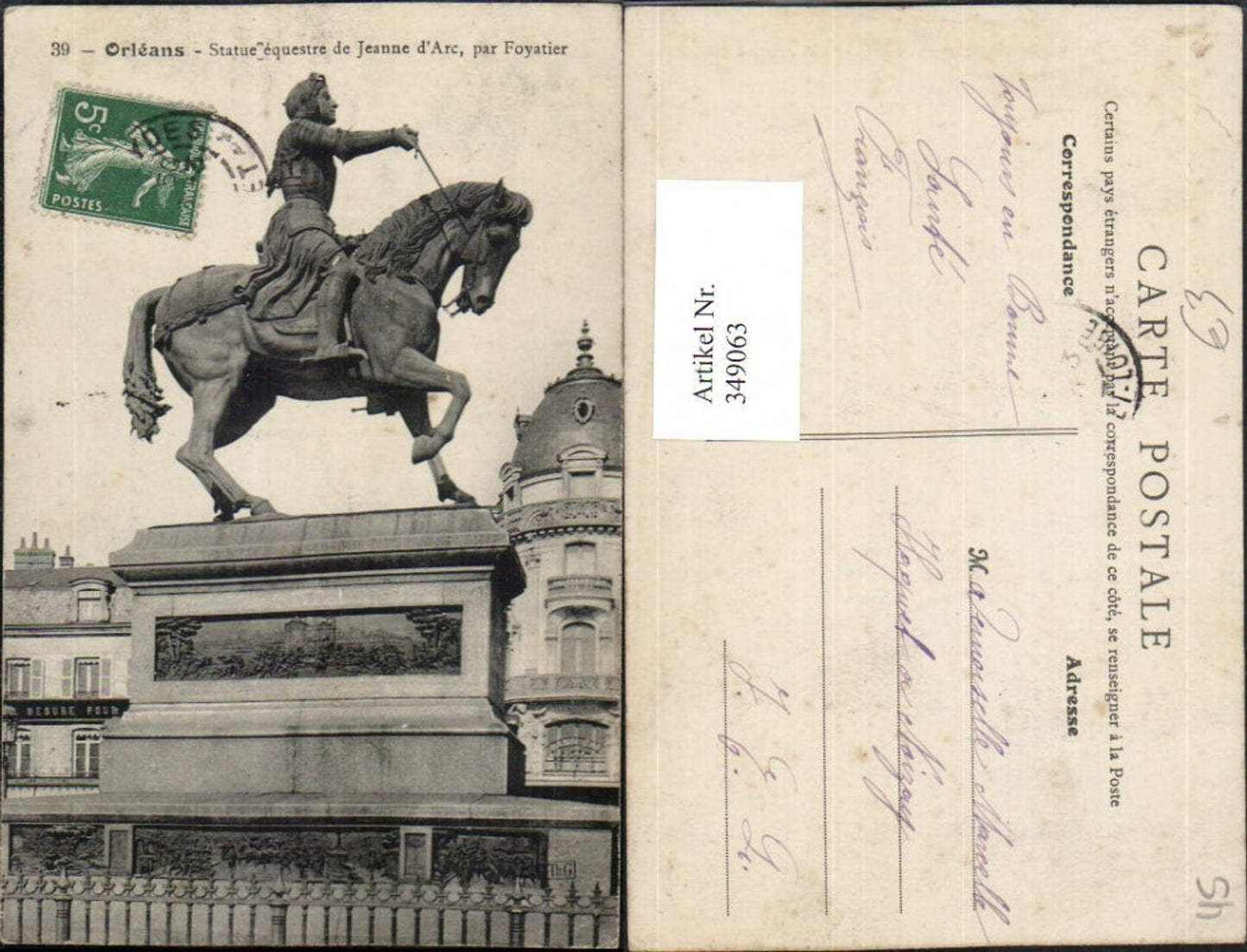 349063,Centre Loiret Orleans Statue equestre de Jeanne d'Arc Denkmal