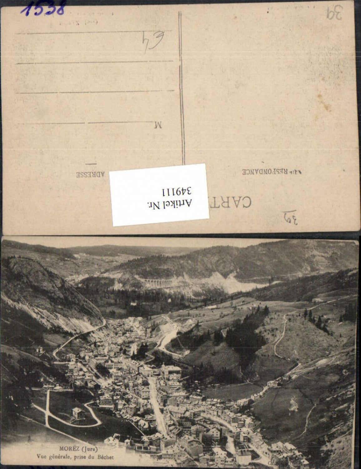 349111,Franche-Comte Jura Morez Vue generale prise du Bechet Totale